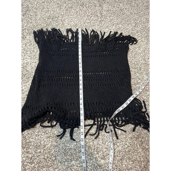 Steve Madden Scarf Womens One Size Black Knit Infinity Fringe Neck Warmer - Picture 3 of 5